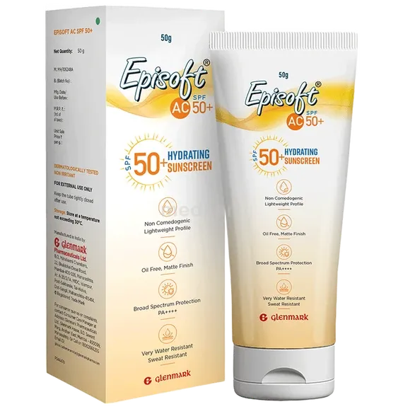 episoft ac spf 50 plus hydrating sunscreen 50 gm